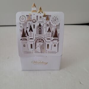 50 White & Gold Castle Laser Cut Wedding Favor Boxes Assembled